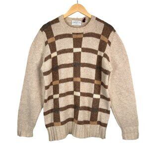 VTG 80s Palos Verdes Michael John and co 100% Shetland Wool striped sweater sz L